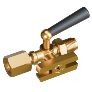 Kohout tlakoměrový s přírubou H, čepem a převlečnou maticí